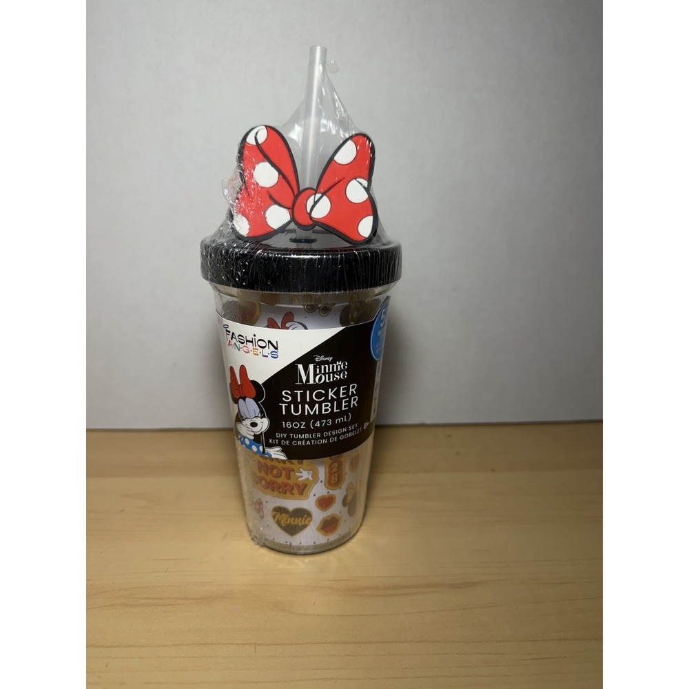 DISNEY Minnie Mouse DIY Sticker Tumbler For Kids 16oz Fashion Angel Brand New